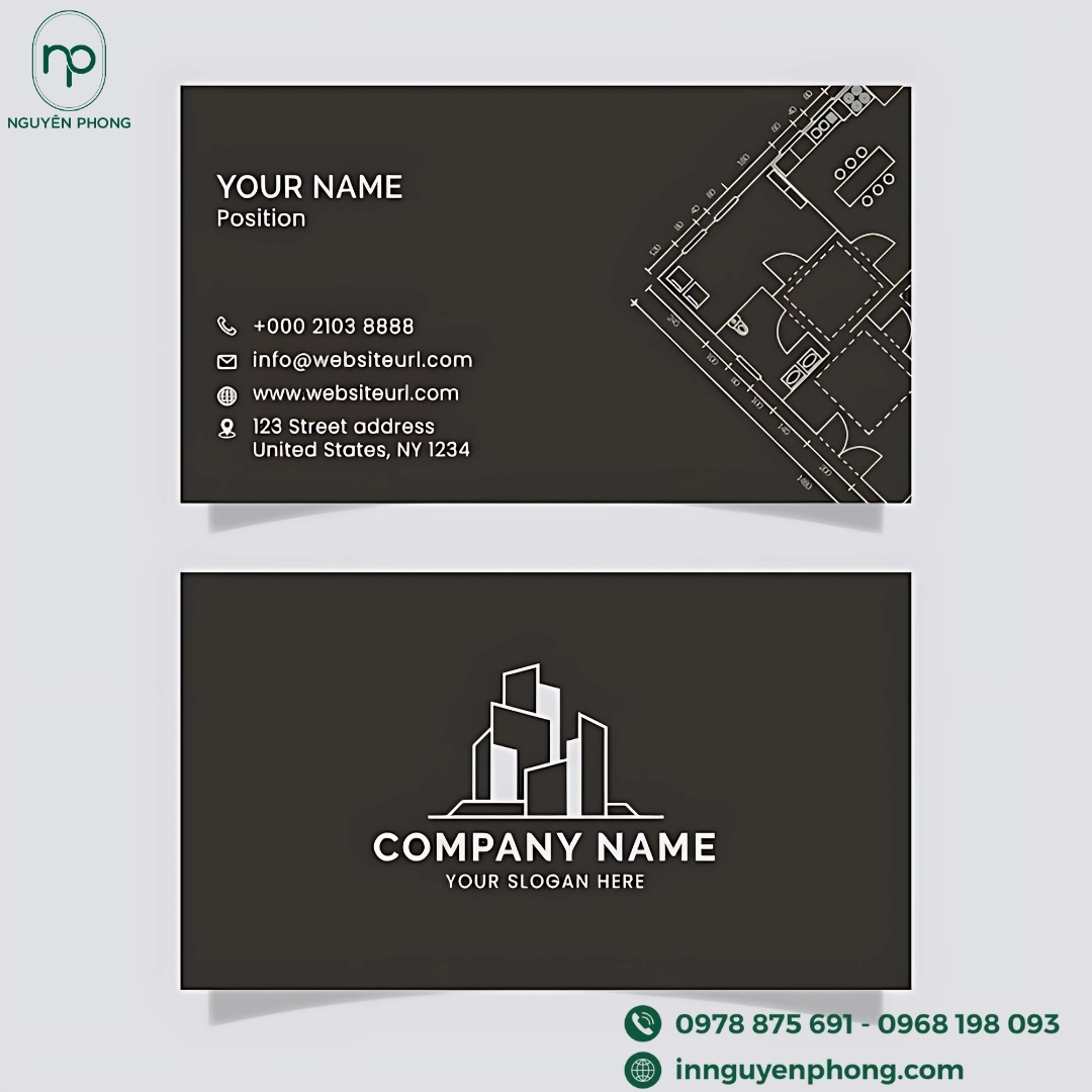 Card visit công ty xây dựng khổ ngang